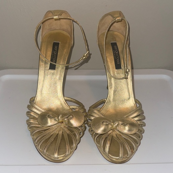Sergio Rossi Gold Strappy Heels - Picture 7 of 12